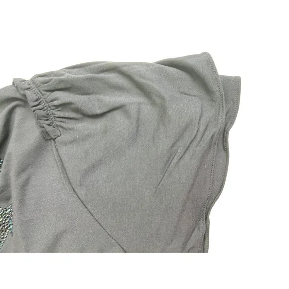 Chico's Touch of Cool Embroidered Stars Flutter Sleeve Tee Size 4 XXL Blue - Picture 4 of 7